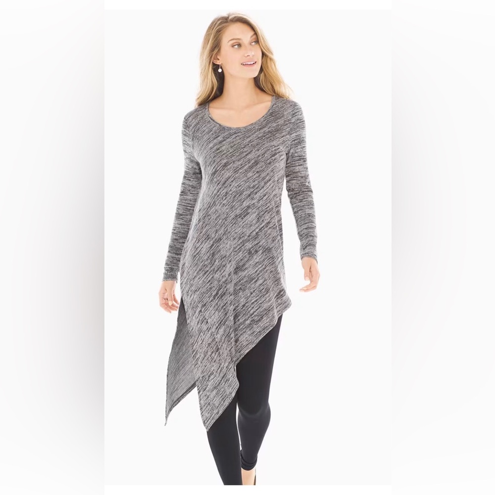 Soma Gray Marled Asymmetrical Handkerchief-Hem Tunic Top